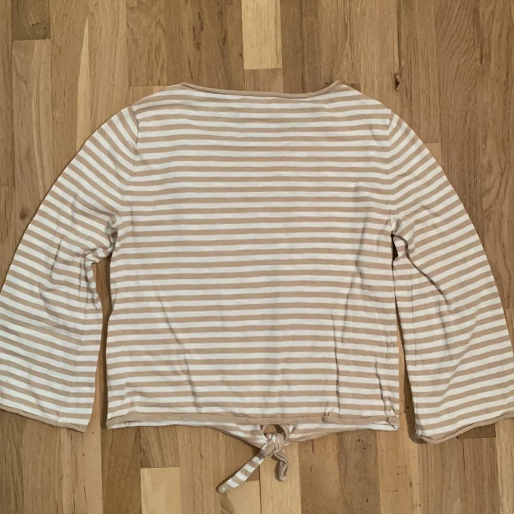 J. Crew 3/4 Bell Sleeve Cropped with Tie Striped Crewneck Sweater Top Women’s S
